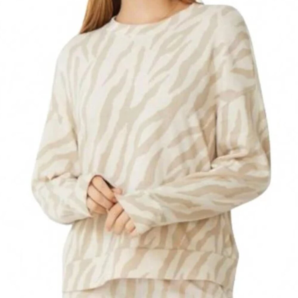 EUC Free People Monrow Women's Zebra Boxy Sweatshirt Size Small